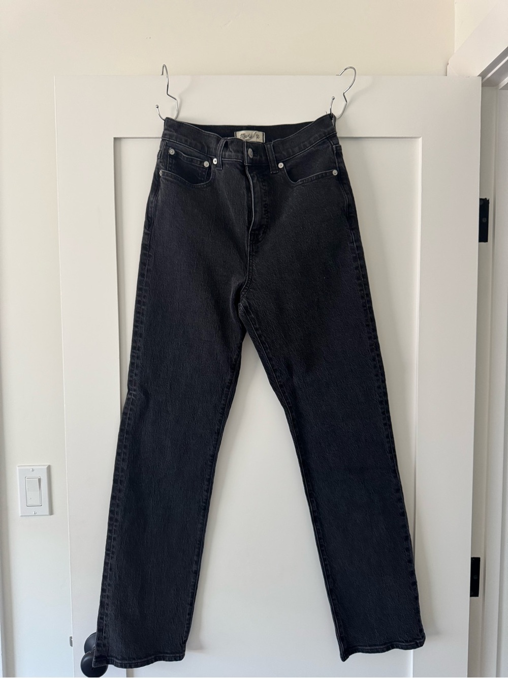 Madewell Perfect Vintage High Rise Straight Jeans Washed Black